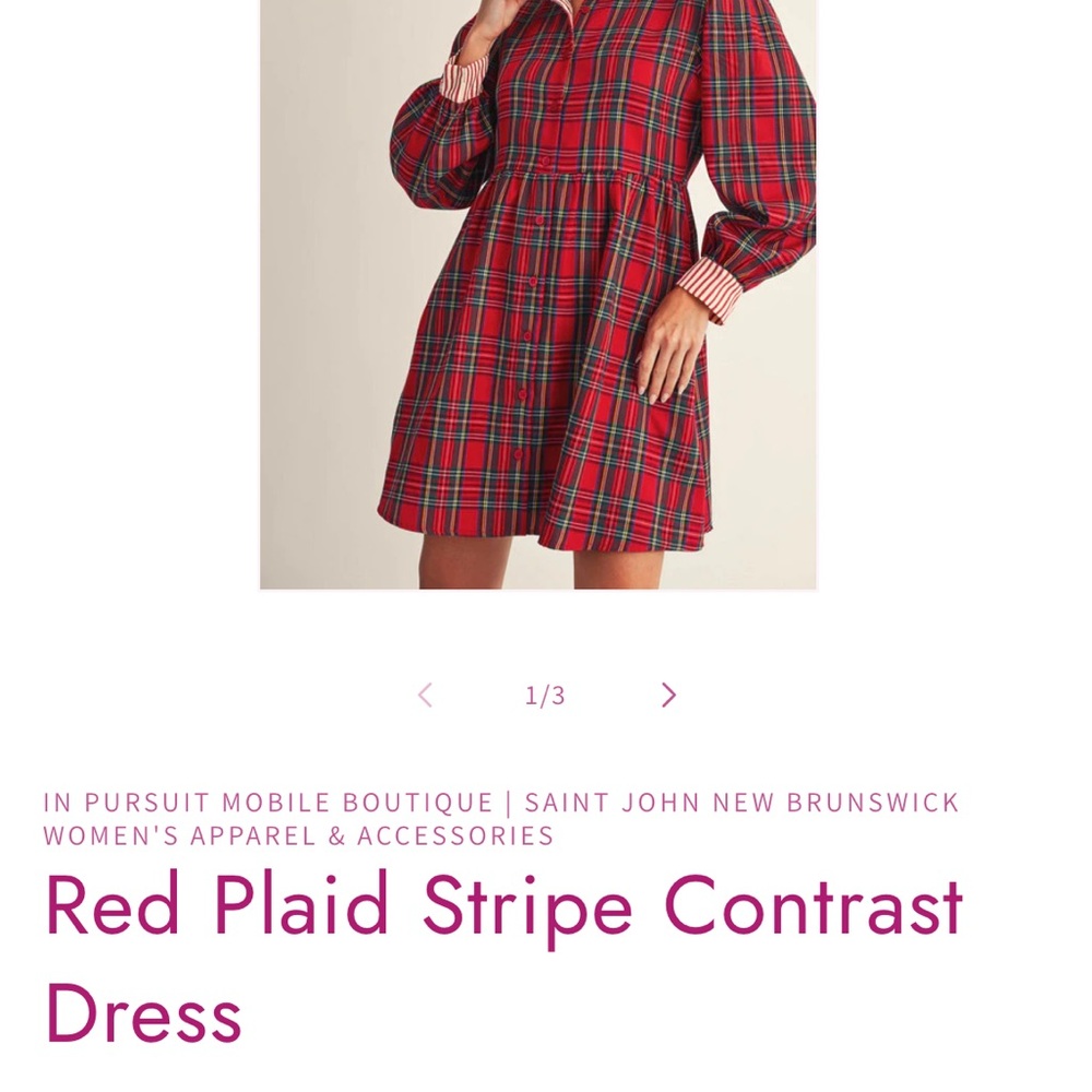 JODIFL Red Plaid Long Sleeve Dress